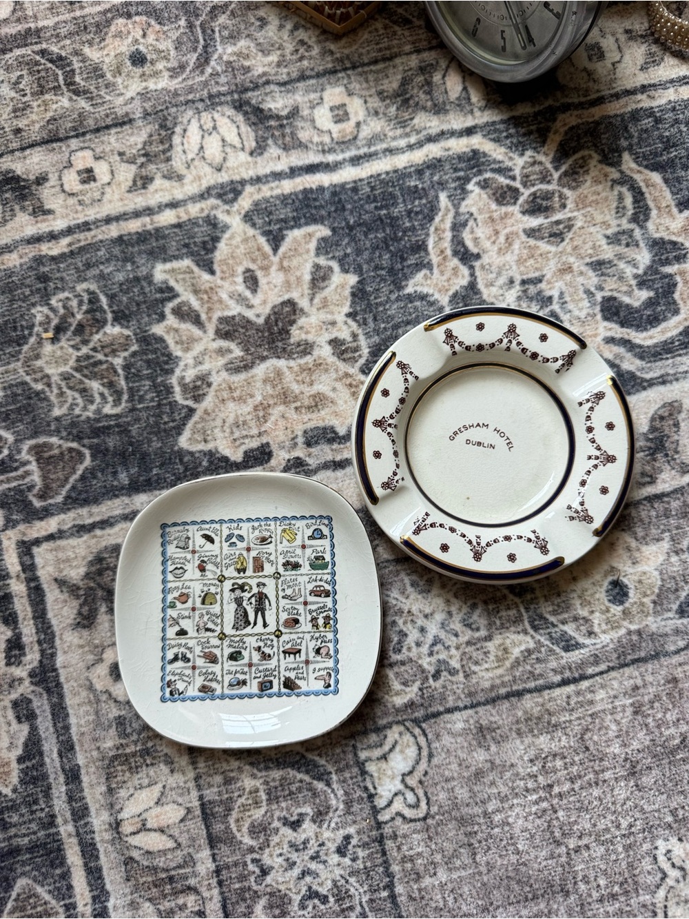vintage antique English dish and Irish ashtray